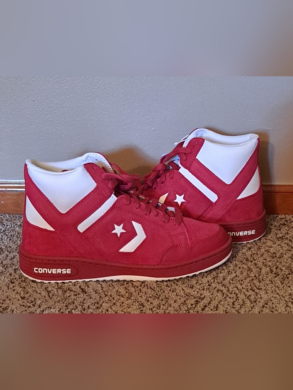 Converse Men’s Weapon Luxe Mid Red Suede & White Size 12